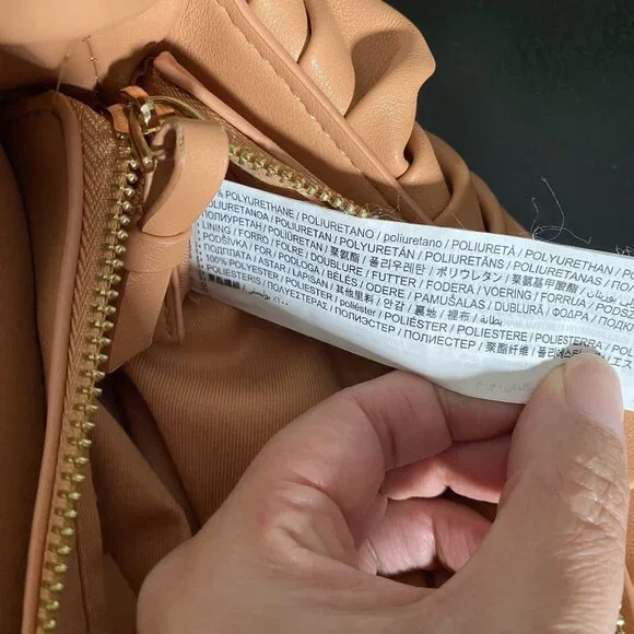 Mango Twisted Strap Baguette Bag Small Underarm Shoulder Bag Zipper Closure - Picture 11 of 14